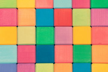 Colorful wooden bricks or cubes texture