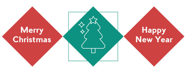 Vector christmas wishes banner with linear icon of christmas tree