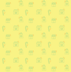 vector christmas pattern with linear icons