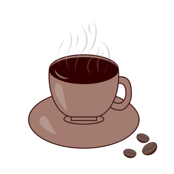 brown coffee cup on saucer steaming clip art preview