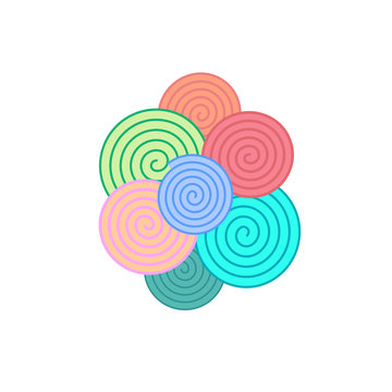 Colorful simple spiral elements, vector