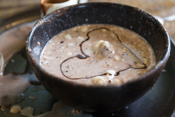 sloppy dessert , after kids eating.