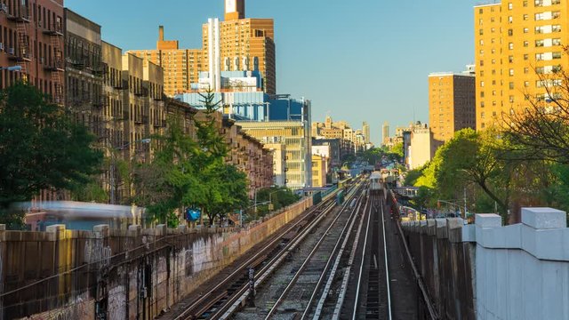 New York The Bronx borough Railway Train Day timelapse