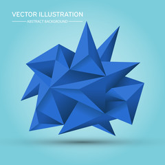 Volume geometric shape. Abstract Polygonal Geometric Shape. 3d blue crystals. Low polygons object. Lowpoly Minimal Style Art. Vector Illustration.