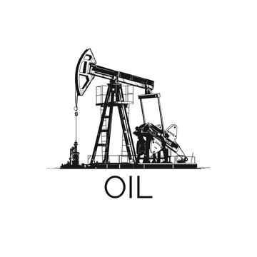 Oil derrick. Nice icon. The dig for extraction of minerals. Good technical illustration. Isolated on a white background.