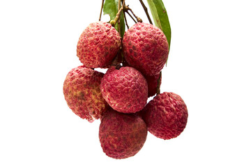 Fresh lychees with leaves