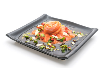 fresh salmon raw spicy salad