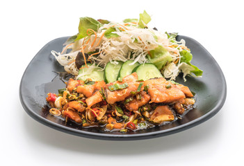 fried salmon spicy salad