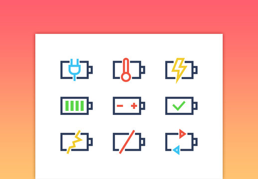 Battery Line Icons