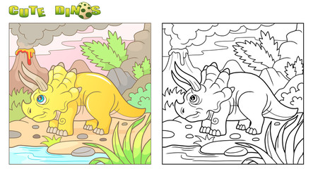 Cartoon cute triceratops funny image
