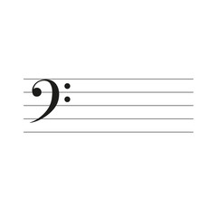 Naklejka premium Bass key F clef with music lines isolated vector