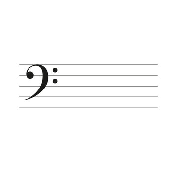 Bass key F clef with music lines isolated vector