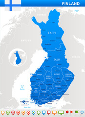 Finland - map and flag illustration