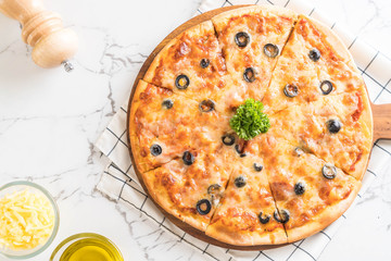 pepperoni pizza with olive