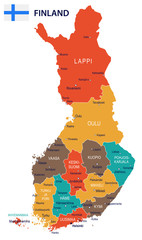 Finland - map and flag &ndash; illustration