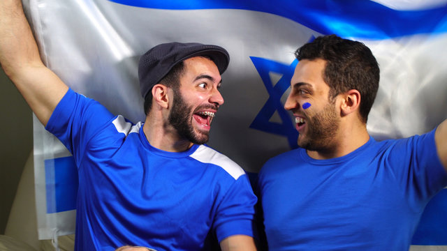 Israeli Friends Celebrating with Israel Flag