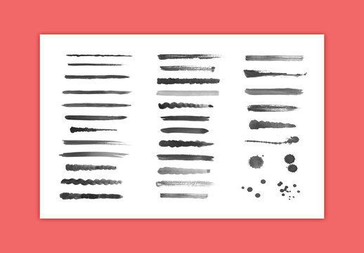 Watercolor Thin Brush Strokes