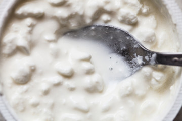Detailed closeup of yoghurt with rise