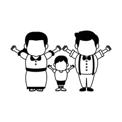 happy grandparents standing with their grandson