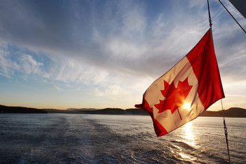 Canada flag on the boat