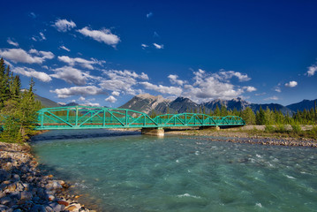 Truss bridge over a river