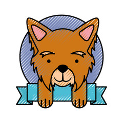 cute dog mascot with ribbon vector illustration design