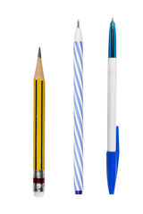 pencil and pen isolated on a white background