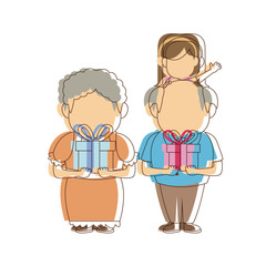 cute grandparents standing with their granddaughter