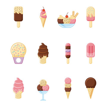 icon set ice cream cartoon vector illustration design graphic