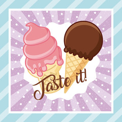 taste it ice cream cartoon icon vector illustration design graphic