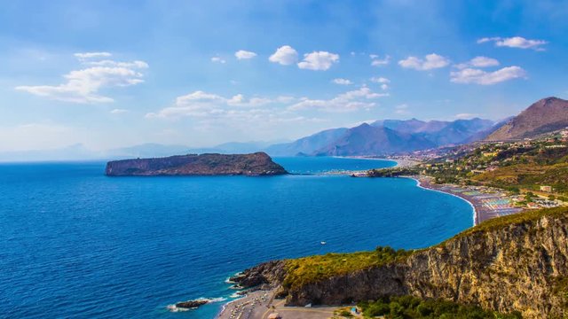 Dino Island and Blue Sea, Isola di Dino, Praia a Mare, Calabria, South Italy, Time Lapse, 4k
