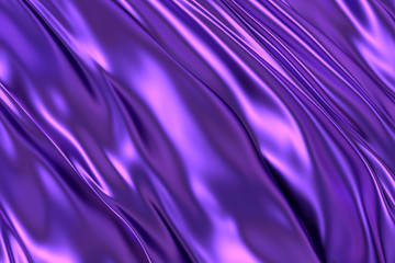3D realistic illustration of the purple wavy silk backdrop