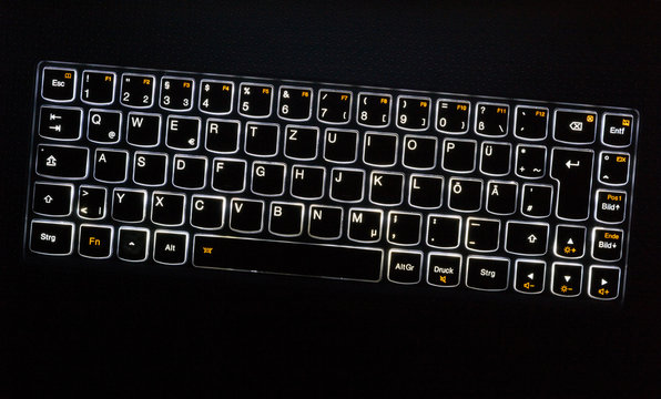 Beleuchtete Notebook Tastatur Makro Konzept