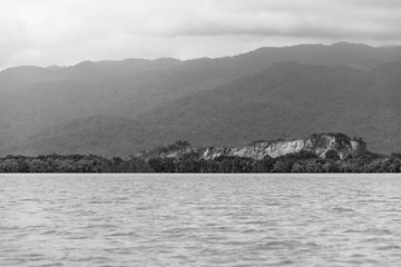 Black and white Sea and Mountain.