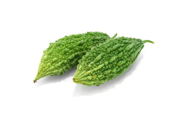 Fresh Bitter melon on white background.