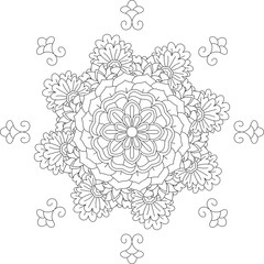 Round mandalas in vector. Abstract design element. Decorative retro ornament