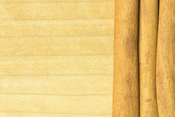 Cinnamon stick on rigt. top high angle. macro