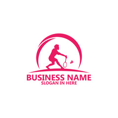 Badminton Player Logo Template Design