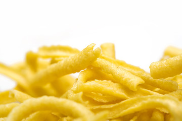Heap of pasta isolated on white background.With copyspace