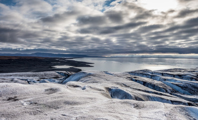 The mouth of a glacier from the top