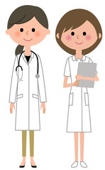 白衣の女性と看護師