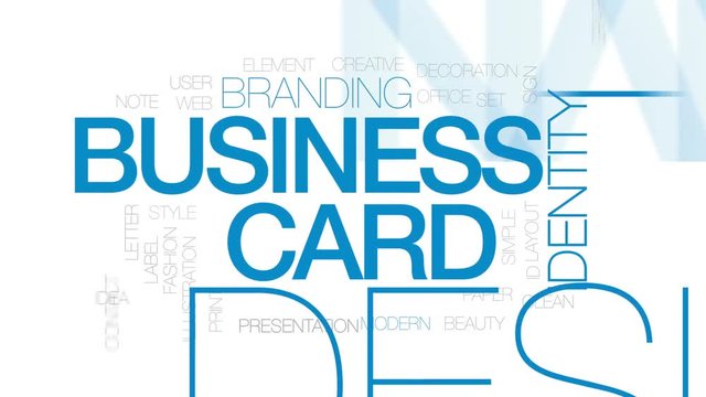 Business card animated word cloud, text design animation.