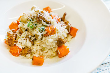 risotto with pumpkin and chanterelles