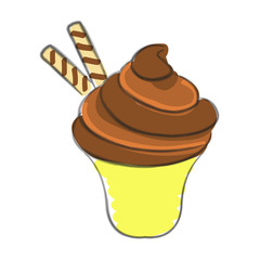 Hand drawn cupcake, sketch style. Isolated on white background. Pastel colors. Vector illustration eps 10