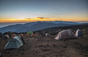 Campsite view in Kilimanjaro Machame route