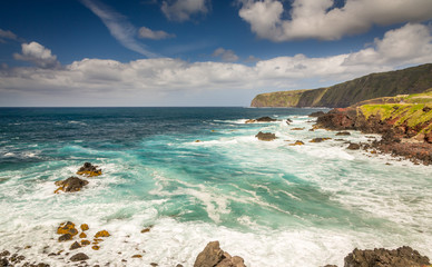 View on Atlantic Ocean Coast, Sao Miguel island, Azores, Portugal