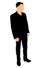 Vector, isolated, silhouette of man business