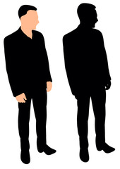 Vector, isolated silhouette man standing
