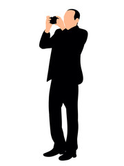  isolated, silhouette man taking pictures
