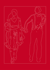 Vector, wedding card, wedding invitation, bride and groom, red